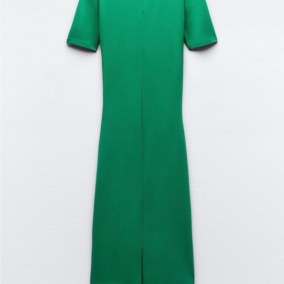 Zara Draped detail dress with shoulder pads Greenish Size M - Picture 7 of 8